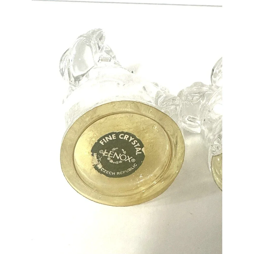 Lenox Fine Crystal Snowman Salt & Pepper Shakers Vintage Czech Republic Holiday